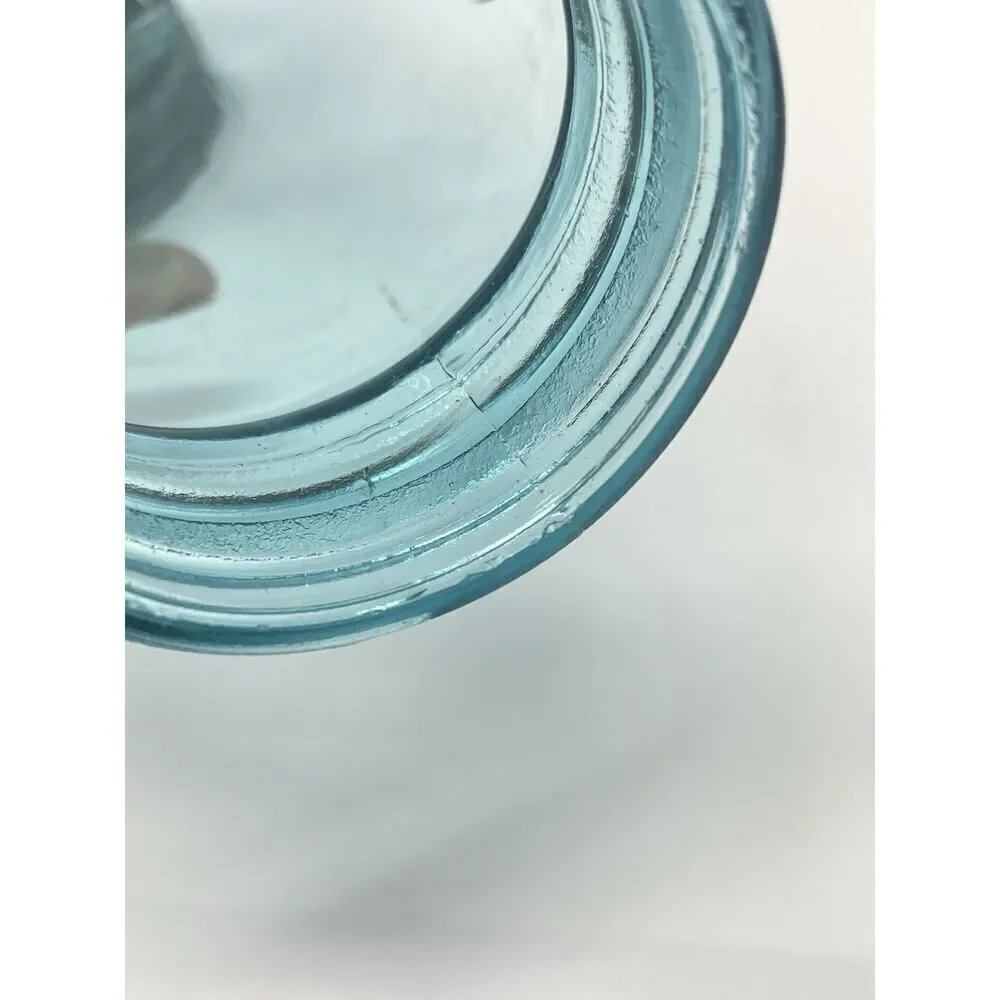 Vintage Blue Aqua Ball Perfect Mason Jar #0 Quart Zinc Lid 6.75”